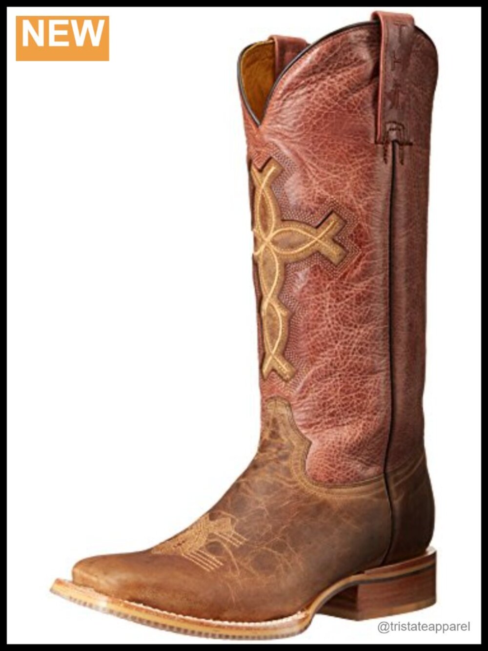 Mid-Calf Pull-On Work Boots with Stacked Heel Leather Square Toe